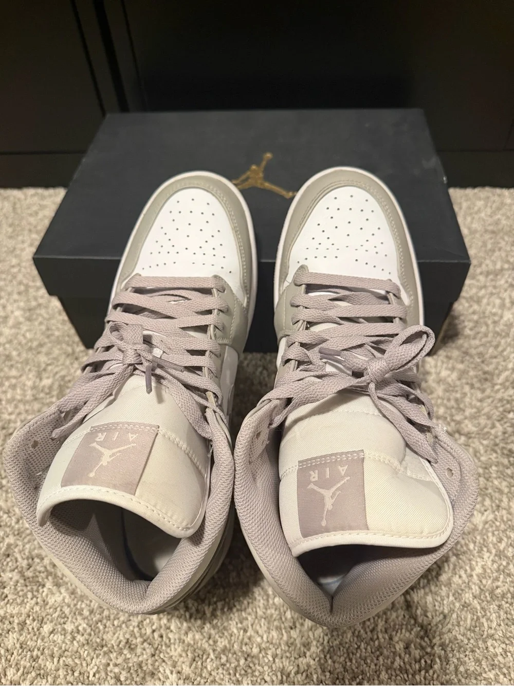 Jordan Mid-Top Sneakers in Light Gray and White